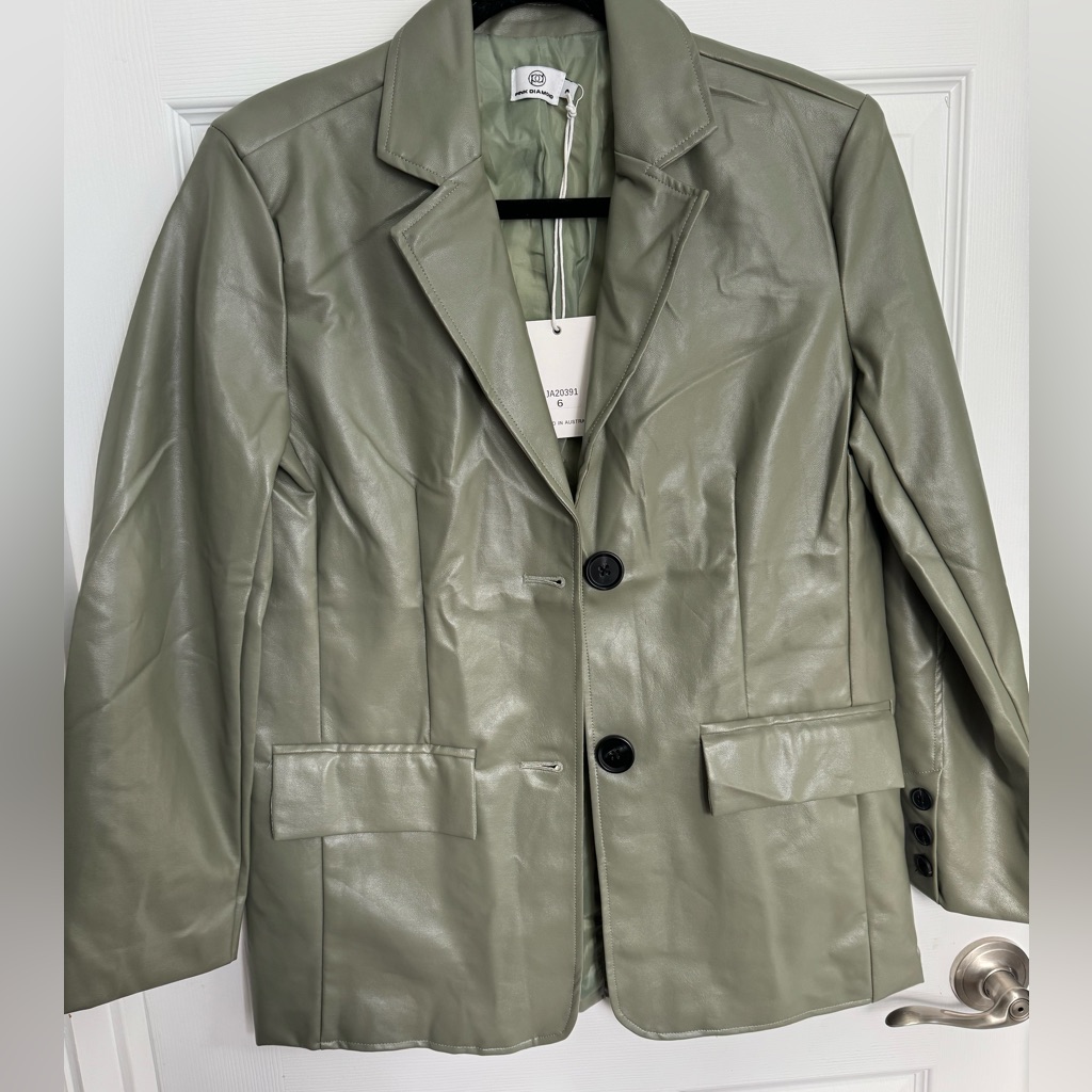 Pink Diamond Green Blazer -Pleather Nwt